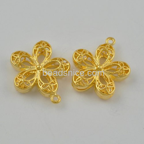 Flower pendants charms plum blossom pendant filigree craft wholesale jewelry components brass vintage style DIY