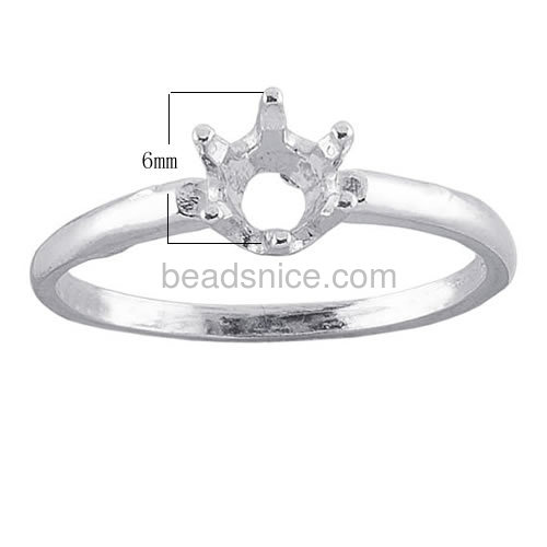 Engagement ring base 6 prong ring blanks settings wholesale jewelry making supplies sterling silver DIY