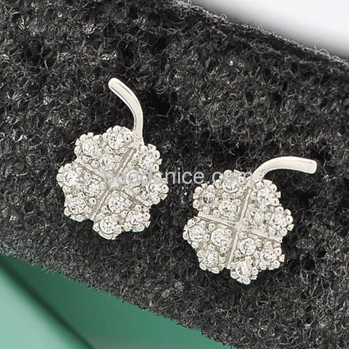 Fashion earring stud charm new design earrings tiny clover micro pave CZ wholesale jewelry findings brass gift for her
