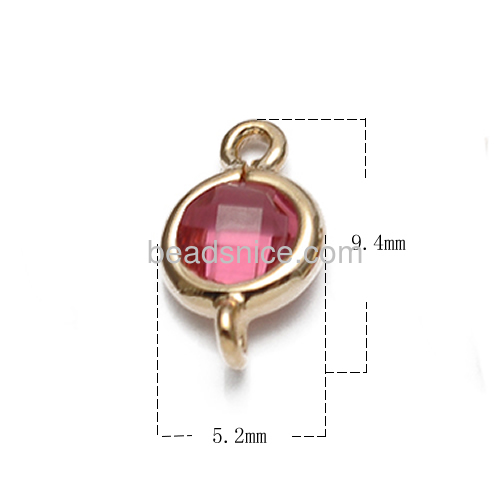 Glass stone pendant connector round bezel connectors fit necklace bracelet wholesale jewelry parts DIY brass