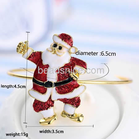 Christmas decorations santa claus bangle bracelet fashionable jewelry findings brass gift for kids lead-safe nickel-free