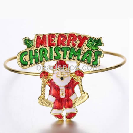 Santa claus swing bracelet bangle Christmas bangles wholesale fashion jewelry making supplies brass Christmas gift for kids