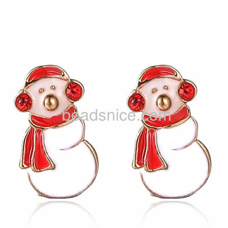 Christmas earring snowman stud earrings for women wholesale Korean fashion jewelry components alloy gift for her