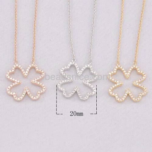 Flower pendant necklace beautiful four-leaf clover pendants charms wholesale fashion jewelry components brass DIY gift for her