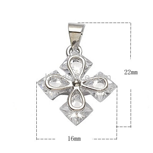 Cross pendant necklace crystal pendant wholesale retail jewelry findings sterling silver gift for girls