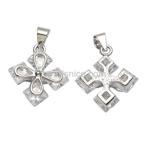 Cross pendant necklace crystal pendant wholesale retail jewelry findings sterling silver gift for girls