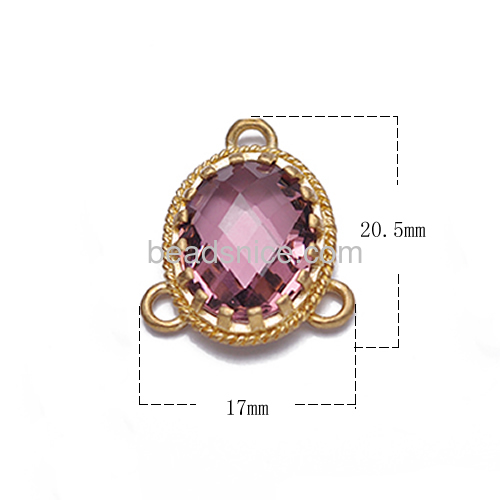 New design gold pendant beautiful rose glass connectors wholesale jewelry connector components elegant gift for her