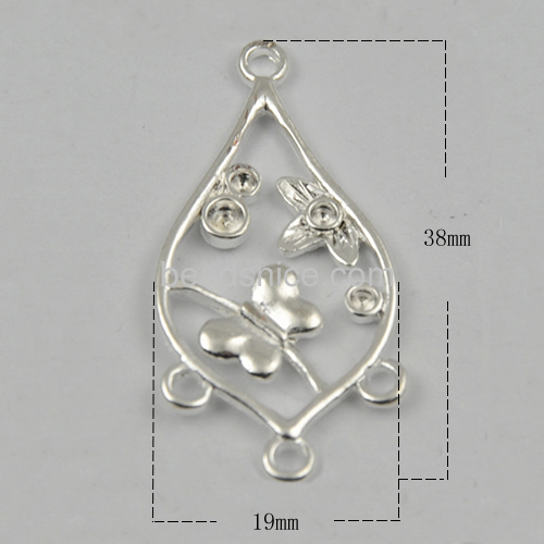 Filigree flower pendant connector butterfly connectors with four loops wholesale jewelry findings brass teardrop shape DIY