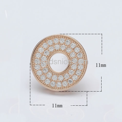 Round stud earrings women micro pave CZ vintage style wholesale fashion jewelry earring findings brass gift for friends