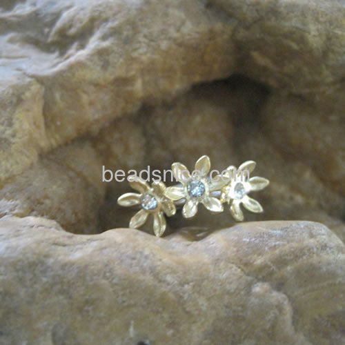 Silver sunflower ring personalized adjustable rings for women three flowers rings wholesale jewelry findings sterling silver