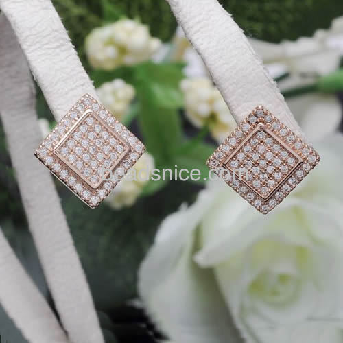 Golden earring designs for women charm stud earring micro cubic zirconia pave wholesale fashion jewelry findings brass gift for 