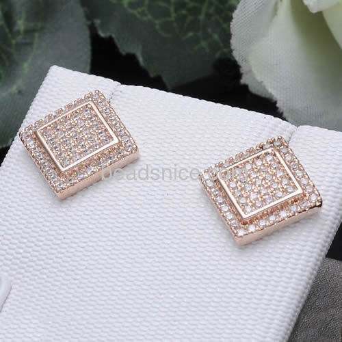 Golden earring designs for women charm stud earring micro cubic zirconia pave wholesale fashion jewelry findings brass gift for 
