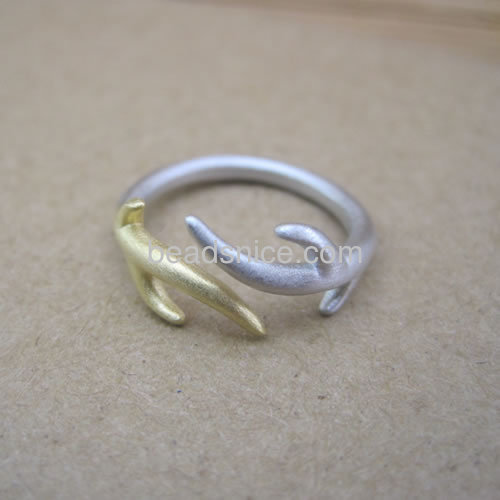 Small antlers ring adjustable open rings unique finger ring wholesale fashion rings jewelry findings sterling silver gifts