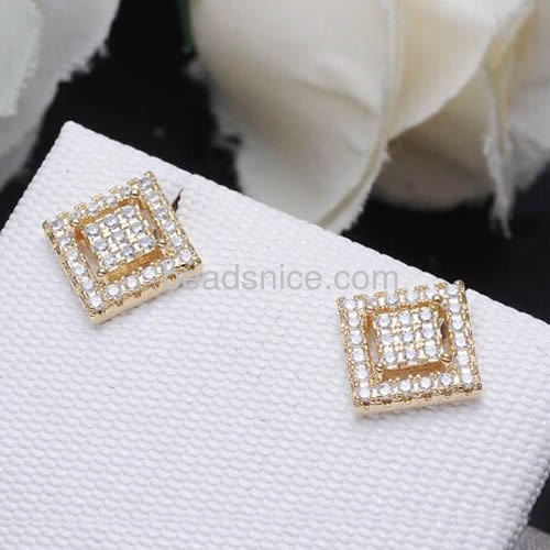 Latest model fashion earrings women charm stud earring inlay micro zircon wholesale jewelry components brass gift for her