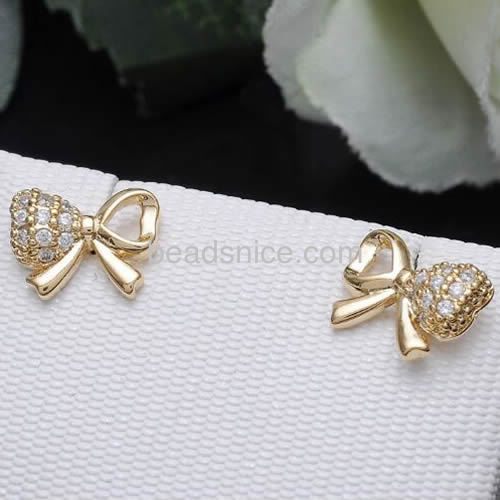 Fashion stud earring designs for women cute bow knot earrings wholesale fashion jewelry components brass trendy style