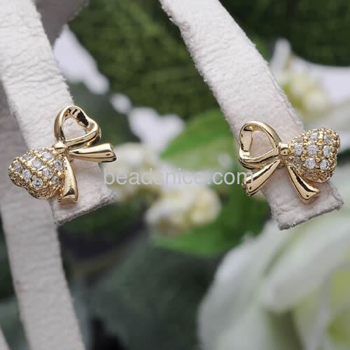 Fashion stud earring designs for women cute bow knot earrings wholesale fashion jewelry components brass trendy style