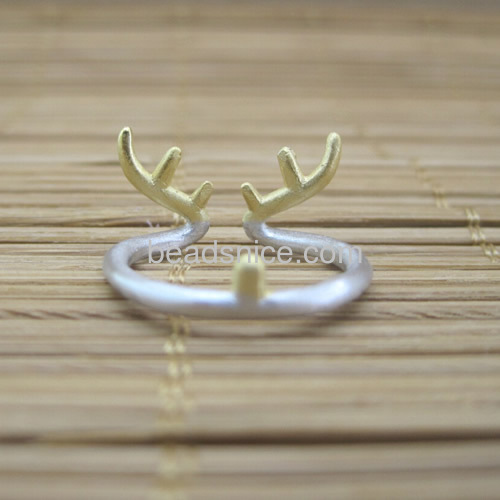 Adjustable finger ring cute animal antlers personalized rings wholesale fashion rings jewelry findings sterling silver gift for