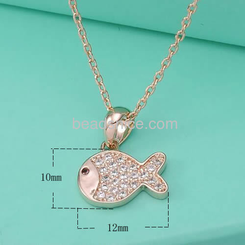 Fashion jewelry necklace tiny lovely fish pendant necklace animal pendants charms wholesale jewellery components brass gifts