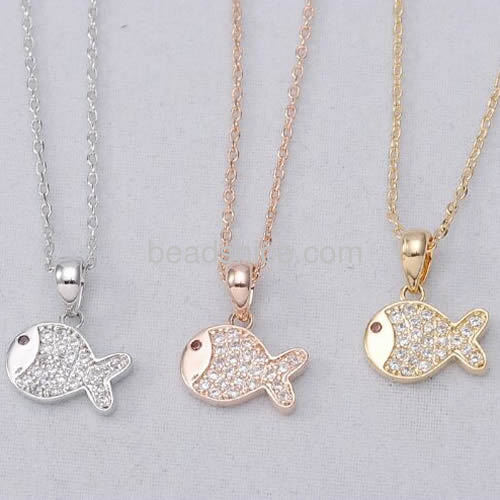 Fashion jewelry necklace tiny lovely fish pendant necklace animal pendants charms wholesale jewellery components brass gifts