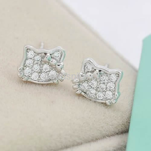 Fashion cat stud earrings tiny kitty earring jewelry for girls wholesale jewelry components brass gift for kids
