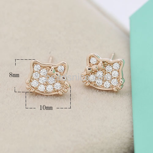 Fashion cat stud earrings tiny kitty earring jewelry for girls wholesale jewelry components brass gift for kids