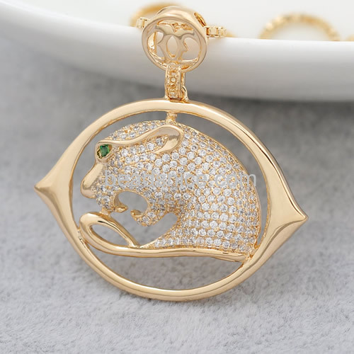 Charm leopard pendant necklace cheetah animal pendants CZ micro pave wholesale jewelry components brass gift for friends
