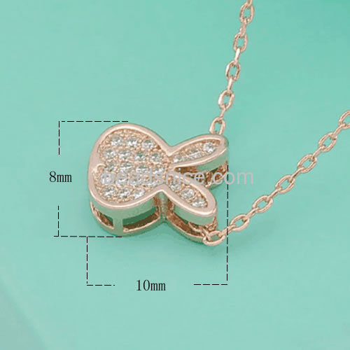 Tiny animal pendant cute bunny rabbit pendant necklace micro pave CZ wholesale fashion jewelry findings brass gift for kids