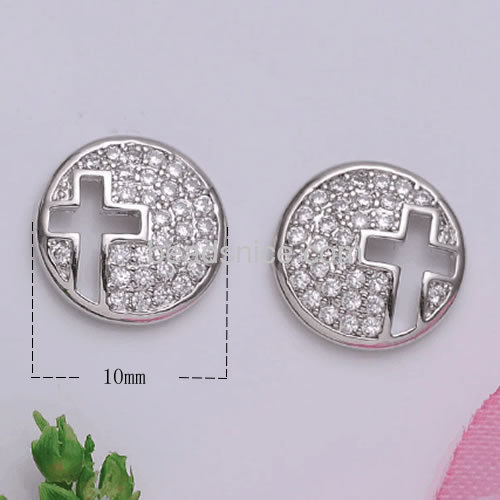 Round cross stud earrings unique design earring for women wholesale fashion jewelry parts brass