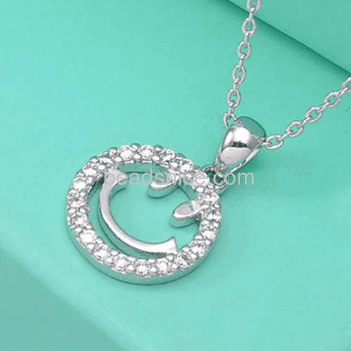 Meaningful pendant necklace smile face pendants charms micro CZ pave wholesale jewelry findings brass gift for friends
