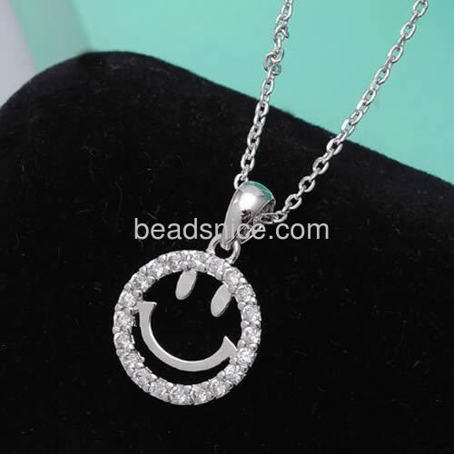Meaningful pendant necklace smile face pendants charms micro CZ pave wholesale jewelry findings brass gift for friends