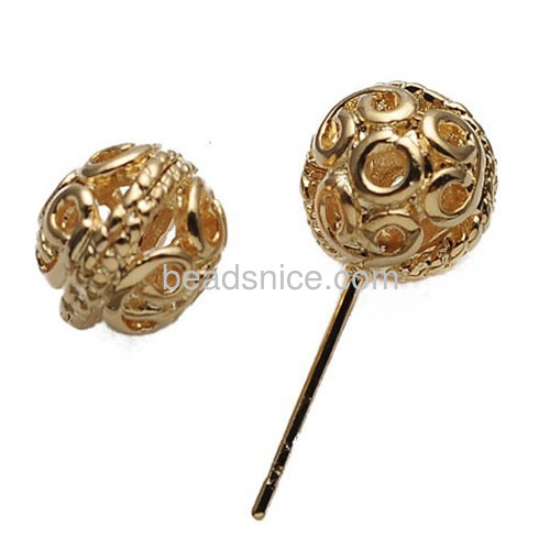 Daily wear earrings hollow ball stud earrings wholesale fashion jewelry findings brass vintage style gifts nickel free