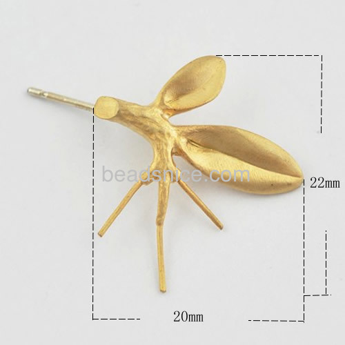 Fashion earring design real leaf stud earrings  wholesale jewelry components brass unique gift for her