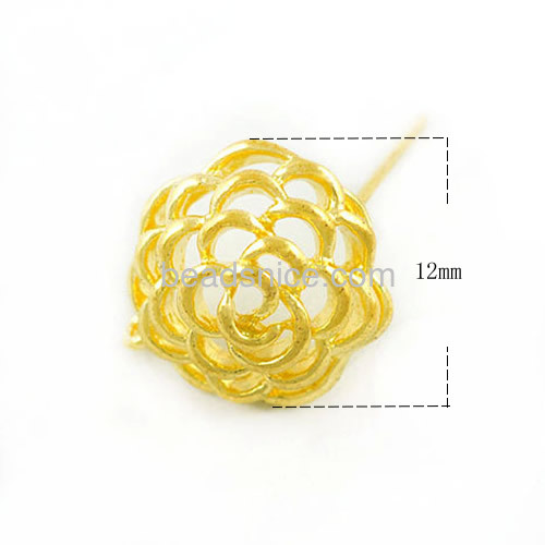 Flower earring design hollow earrings stud unique filigree flower craft wholesale fashionable jewelry parts brass gift for frien