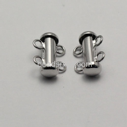 Sterling silver tube clasp 2-strands tube slide clasp necklace bracelet connectors wholesale jewelry making supplier DIY
