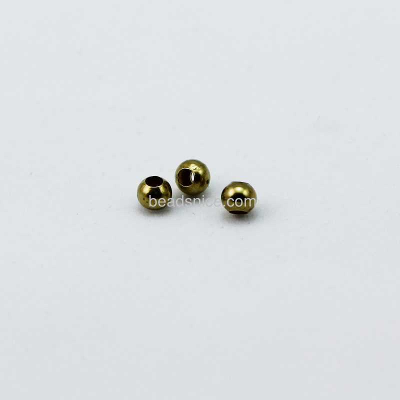 Jewelry smooth surface spacer beads, brass, round,nickel  free, lead free, 4mm, hole:1.8mm,