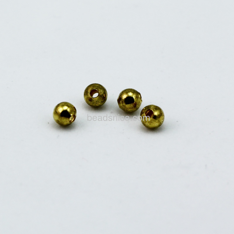 Jewelry smooth surface spacer beads, brass, round,nickel  free, lead free, 5mm, hole:1.5mm,