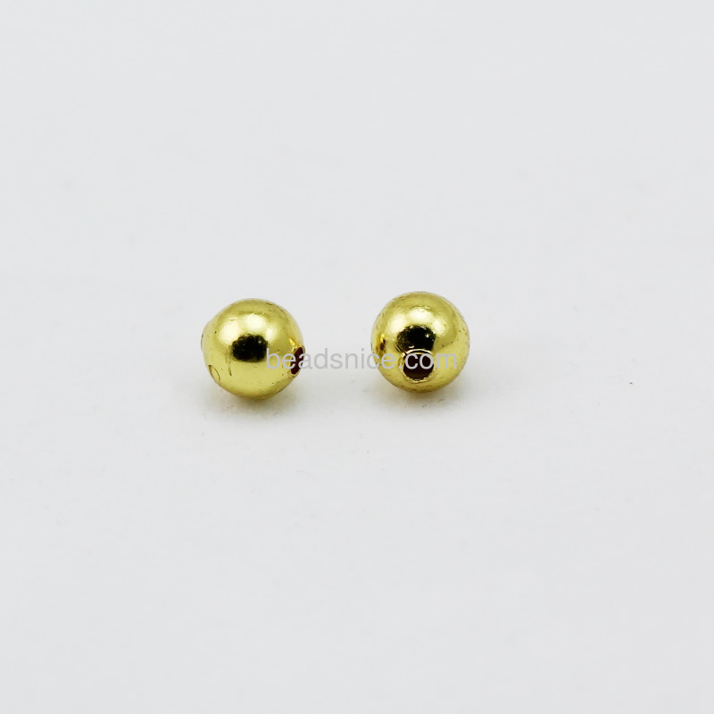 Jewelry smooth surface spacer beads, brass, round,nickel  free, lead free, 6mm, hole:1.5mm,
