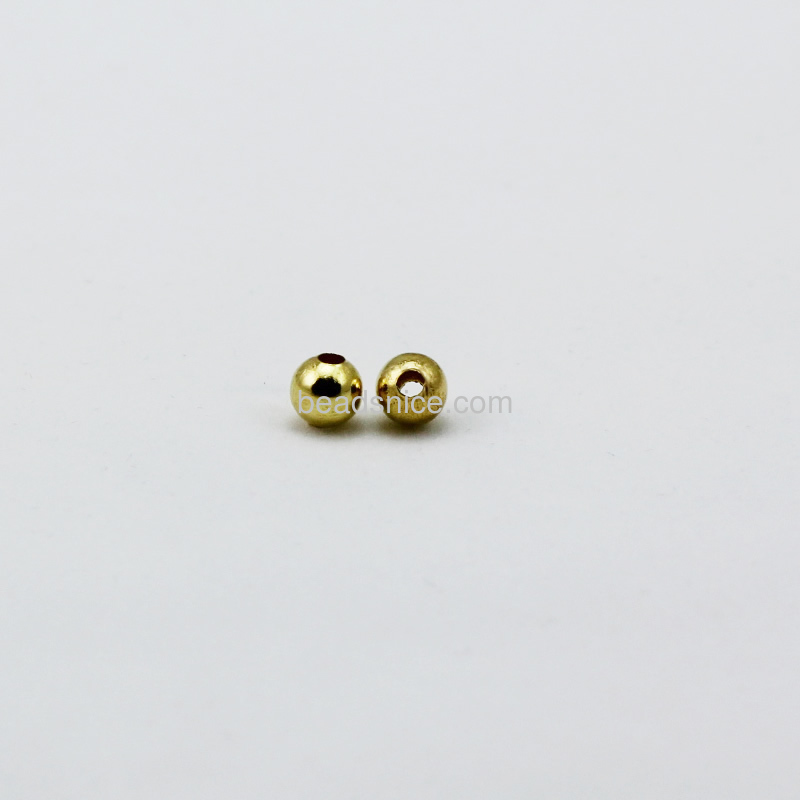 Jewelry smooth surface spacer beads, brass, round,nickel  free, lead free, 6mm, hole:2mm,