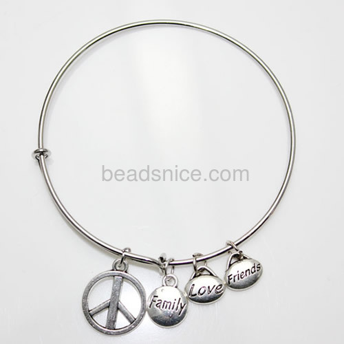 Bangles and bracelets cross letters alphabet pendant bracelet wholesale fashionable jewelry findings alloy gift for friends