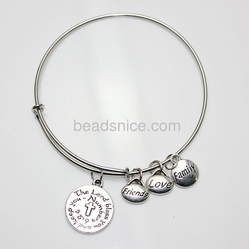 Wire bracelets bangles flower pendant bangle wholesale bracelet jewelry findings alloy gift for family