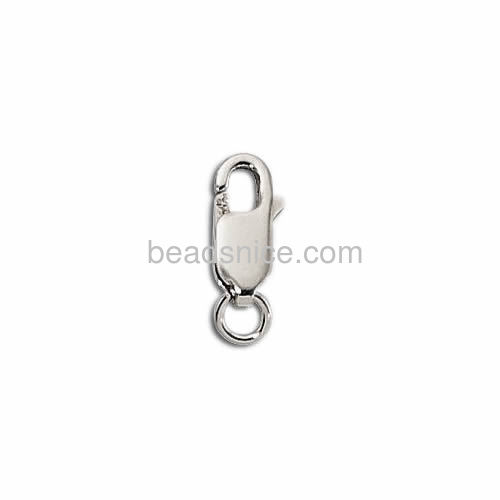 Sterling Silver Lobster Claw Clasps, with Ring, 10x4mm,