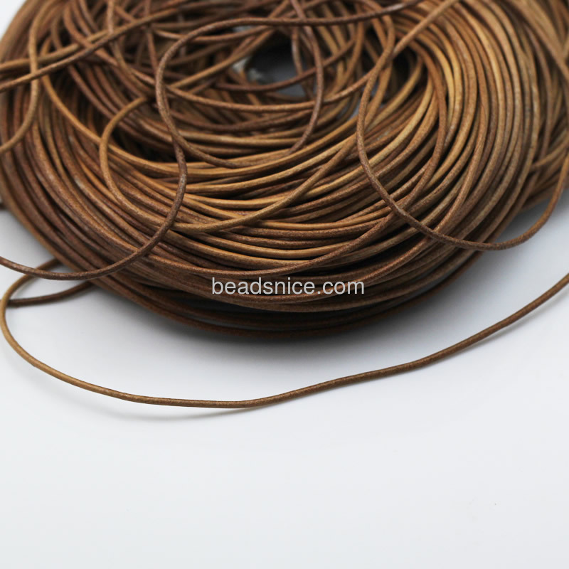 Genuine Leather Jewelry Cord,Cowhide, Mix-color, 2mm, Round,Length:100 Yard,