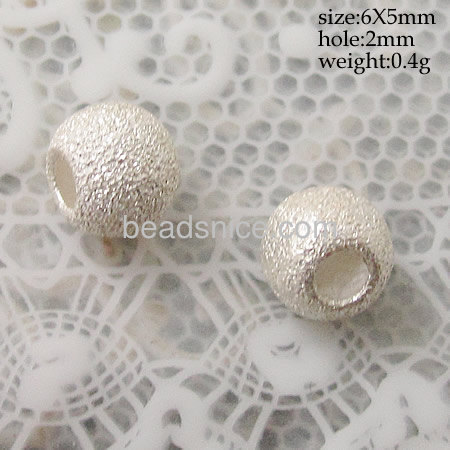 925 Sterling silver stardust beads, sand surface round, 6mm,hole:2.5mm,