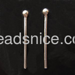 Sterling Silver Headpins, round ball, 30x0.5mmx1.5mm,