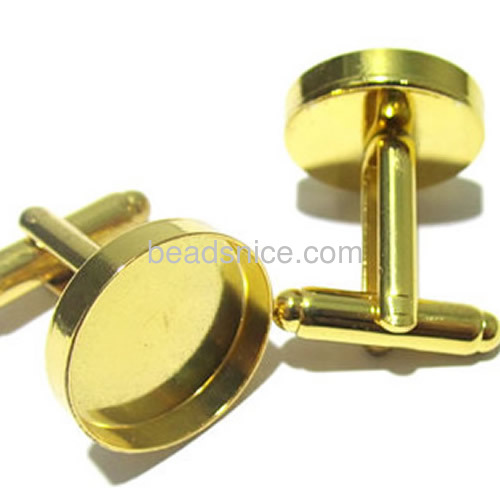 Jewelry brass cufflink blanks,base diameter:16mm,Nickel free  Lead safe manual Plated  Gloss finish