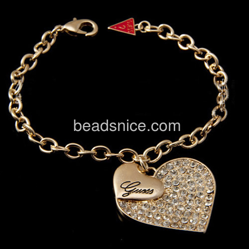 Mens bracelets bangles simple big heart bracelet micro diamond pave wholesale bangle jewelry findings alloy trendy gifts