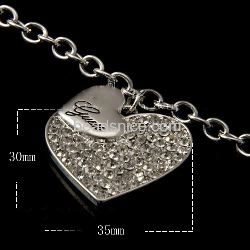 Mens bracelets bangles simple big heart bracelet micro diamond pave wholesale bangle jewelry findings alloy trendy gifts