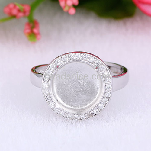 Women rings base semi mount cabochon blanks tray adjustable ring opening wholesale fashion rings settings sterling silver DIY