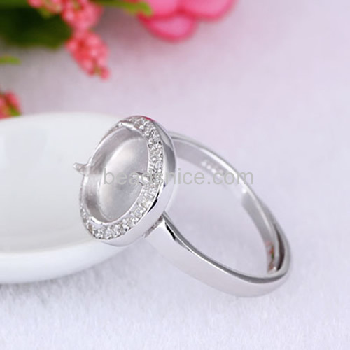 Women rings base semi mount cabochon blanks tray adjustable ring opening wholesale fashion rings settings sterling silver DIY