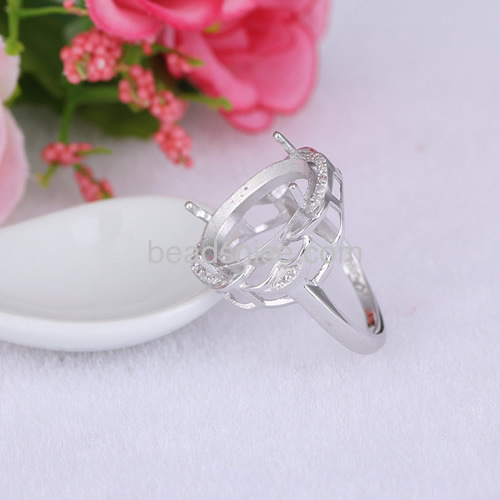 New model ring base opening adjustable hollow tray with 4 claws wholesale rings jewelry findings sterling silver DIY oval shape